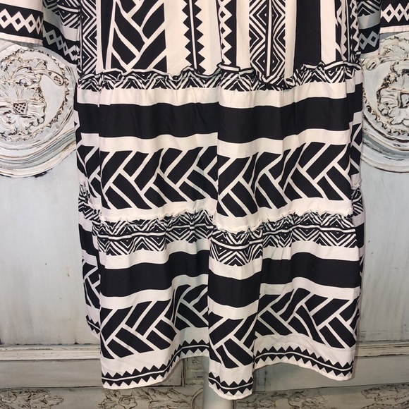 Wayward Fancies eShakti Black and White Graphic Print Babydoll Styling Dress - Picture 5 of 14